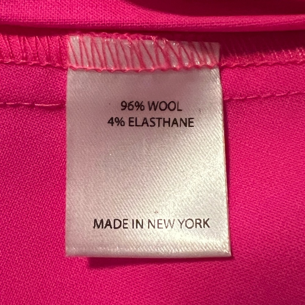Christopher John Rogers Pleated Asymmetric Skirt Neon Pink Wool Blend - Picture 15 of 15